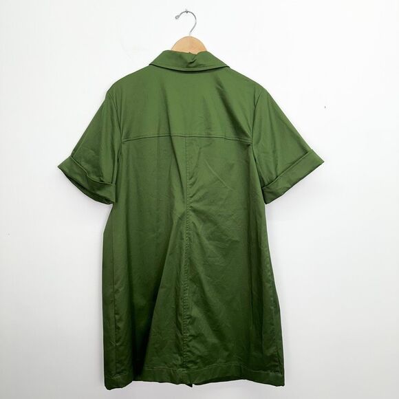 J. Crew Women’s Olive Green Gamine Shirt Dress in Stretch Twill - Picture 3 of 11